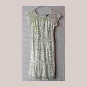 cream floral lace mini dress